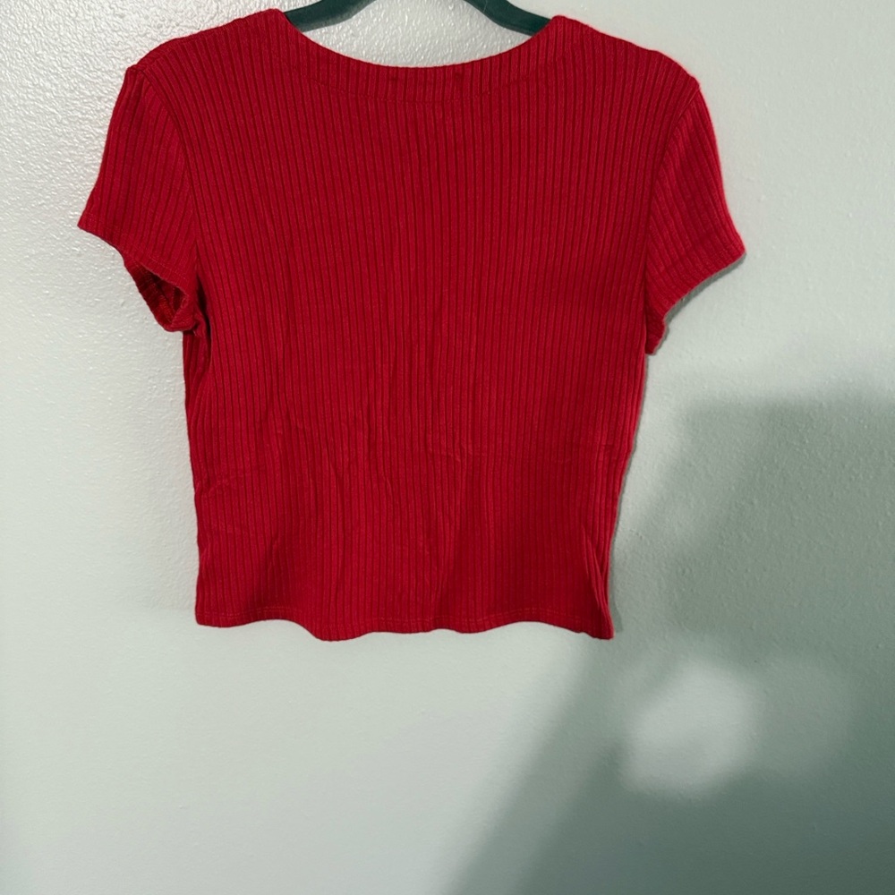 Reformation Cherry Red 🍒 “Nella“ Button Ribbed Top - NWOT - Picture 4 of 6